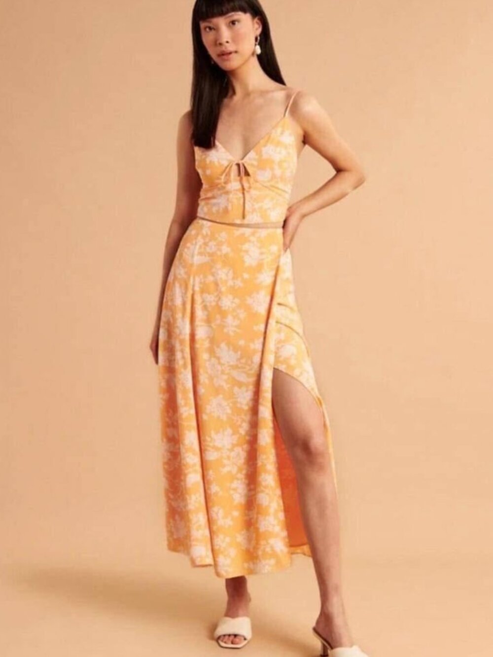 Abercrombie & Fitch Floral Tangerine Maxi Skirt XL
